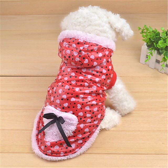  Dog Hoodie Polka Dot Bowknot Casual / Daily Winter Dog Clothes Breathable Red Blue Pink Costume Cotton S M L XL