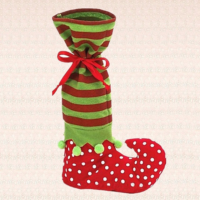  1pc Weihnachten Süßigkeiten Beutel grün elf Stiefel Strumpf Weihnachtsfest Partydekoration Geschenk