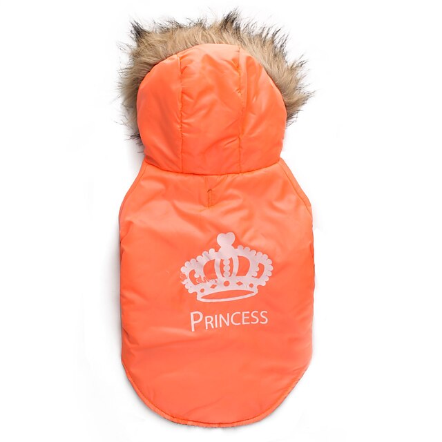  Cat Dog Coat Hoodie Puppy Clothes Tiaras & Crowns Keep Warm Outdoor Winter Dog Clothes Puppy Clothes Dog Outfits Breathable Orange Costume for Girl and Boy Dog Cotton XS S M L XL