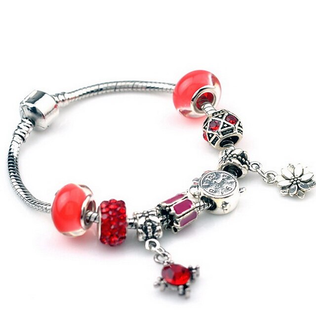  Mulheres Cristal Pulseiras com Pendentes Pulseiras com Miçangas Cristal Boêmio Com Miçangas Europeu Dupla camada Pulseiras Jóias Vermelho Para