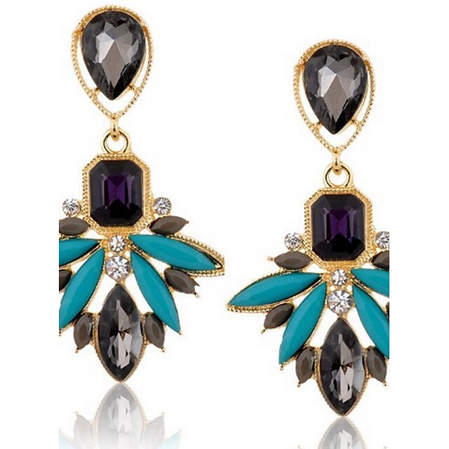  Women's Crystal Drop Earrings Ladies Personalized Vintage Bohemian Fashion Boho Crystal Rhinestone Gold Plated Earrings Jewelry Gold / Black For Party Daily Casual 1pc