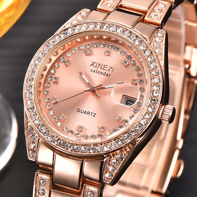  Mulheres Relógios Luxuosos Relógio de Pulso Analógico Quartzo senhoras Calendário imitação de diamante / Um ano / Aço Inoxidável / Aço Inoxidável