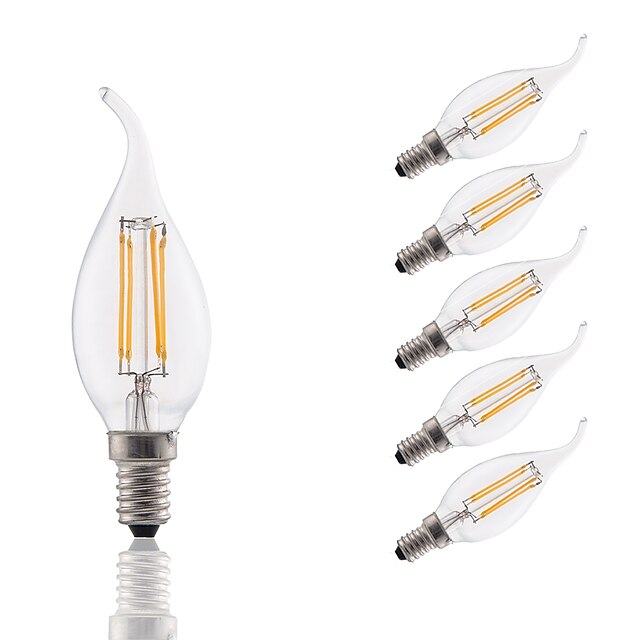  GMY® LED-hehkulamput 300 lm E14 B 4 LED-helmet COB Koristeltu Lämmin valkoinen 220-240 V / 6 kpl / RoHs / CE