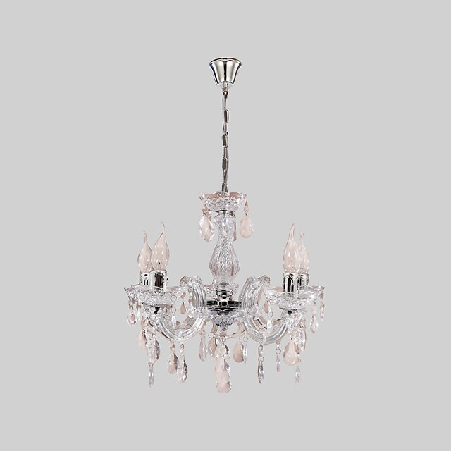  5-Light 45 cm Candle Style Chandelier Acrylic Candle-style Chrome Traditional / Classic 110-120V 220-240V