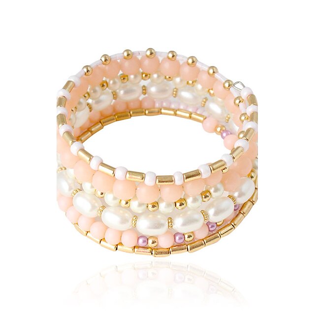  Mulheres Bracelete Imitação de Pérola Pulseira de jóias Branco / Rosa Para Casamento Festa Diário Casual