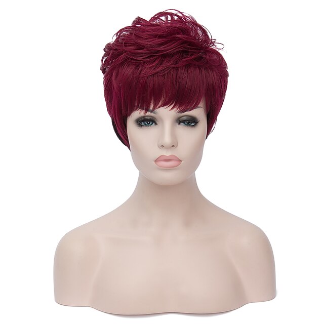  Synthetische Perücken / Perücken Synthetische Haare Rot Perücke Damen Kurz Kappenlos Fuxia
