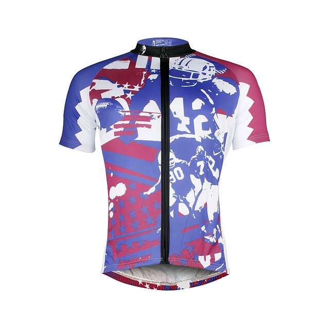  ILPALADINO Bărbați Manșon scurt Jerseu Cycling Bicicletă Jerseu Topuri Respirabil Uscare rapidă Rezistent la Ultraviolete Sport Îmbrăcăminte / Strech / Dungi reflectorizante / Înapoi de buzunar