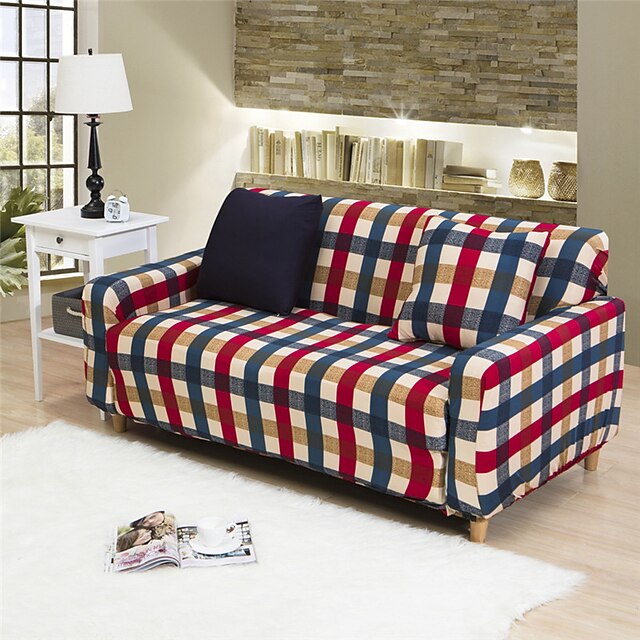  rood geruite multifunctionele all-inclusive full sofa te dekken hoes stretchstof elastisch effen kleur bank case