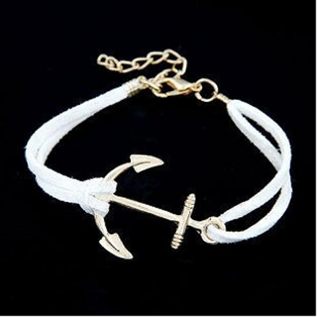 Men's Women's Couple's Chain Bracelet Anchor Personalized Leather Bracelet Jewelry White / Black / Red For Daily Casual Sports