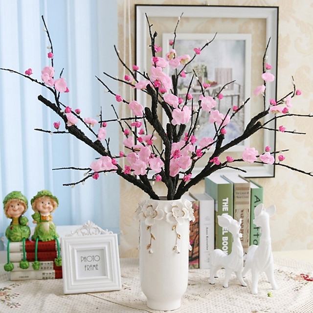  פרחים מלאכותיים 1 ענף סגנון מינימליסטי סאקורה פרחים לשולחן
