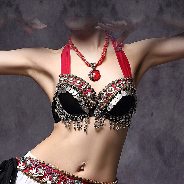  Belly Dance Tops Women's Performance Metal / Cotton / Polyester Coin / Buttons Sleeveless Dropped Bra