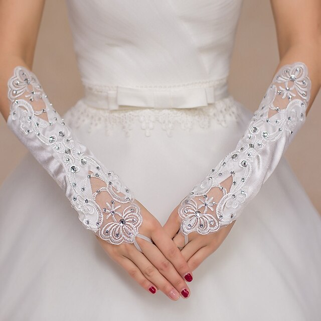  Polyester Opera Length Glove Bridal Gloves Party/ Evening Gloves With Rhinestone