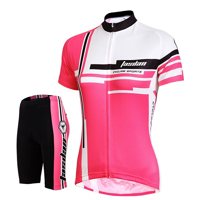  Women's Short Sleeve Cycling Jersey with Shorts Nylon Red Pink Solid Color Bike Shorts Breathable Quick Dry Sports Solid Color Mountain Bike MTB Road Bike Cycling Clothing Apparel / Stretchy