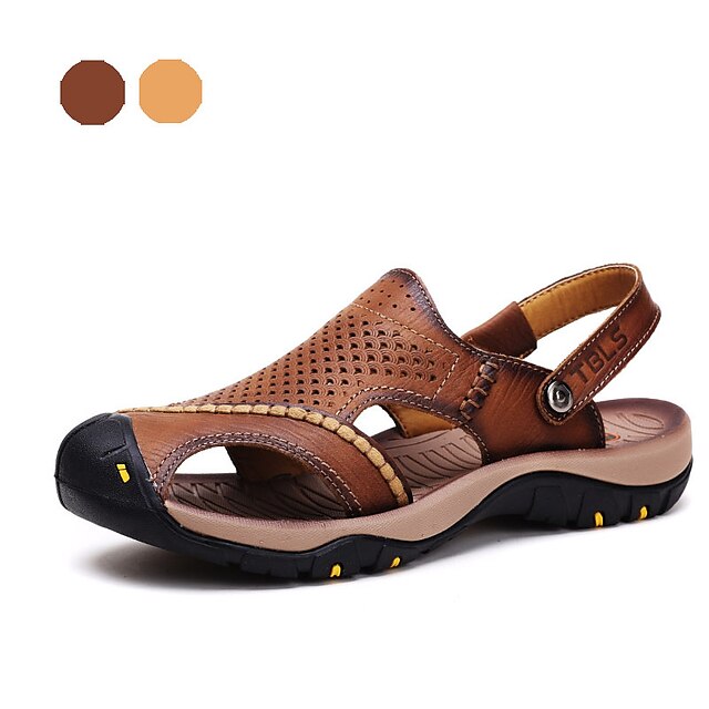  Men's Shoes Outdoor / Athletic / Casual Nappa Leather Sandals Brown / Khaki