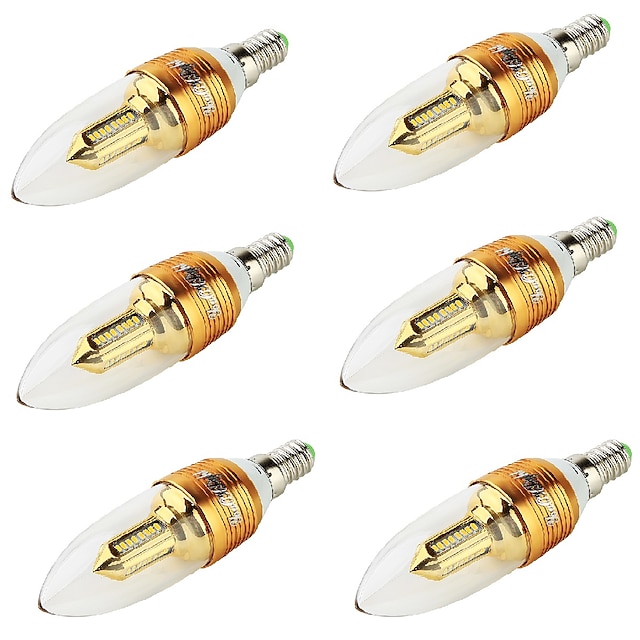  YouOKLight LED-lysestakepærer 250 lm E14 CA35 32 LED perler SMD 3014 Dekorativ Varm hvit 100-240 V 220-240 V 110-130 V / 6 stk.