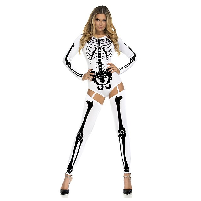  Skelet / Schedel Cosplay Kostuums Feestkostuum Dames Kerstmis Halloween Carnaval Festival / Feestdagen Halloweenkostuums Outfits Zwart & Wit / Black + Golden / Black + Sliver Vintage