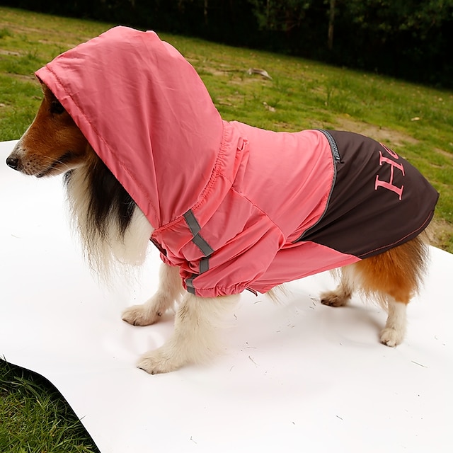  Hund Regnfrakk Valpeklær Bokstav & Nummer Vandtæt utendørs Hundeklær Valpeklær Hundeklær Gul Rosa Oransje Kostume for Girl and Boy Dog Nylon L XL XXL 3XL