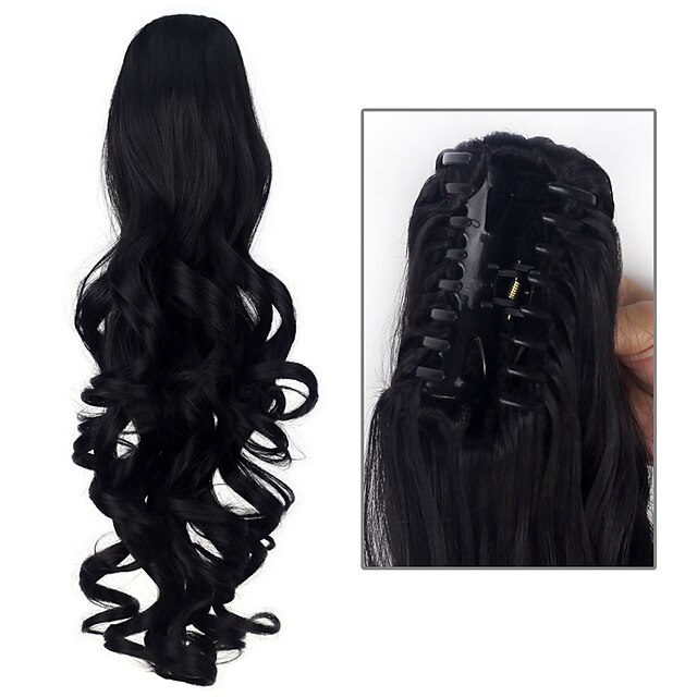  excellent quality synthetic 20 inch 180g long curly claw jaw clip on ponytail hairpiece extensions