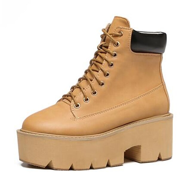  Women's Boots Spring / Fall Riding Boots / Creepers Leatherette Outdoor Platform Lace-up yWalking