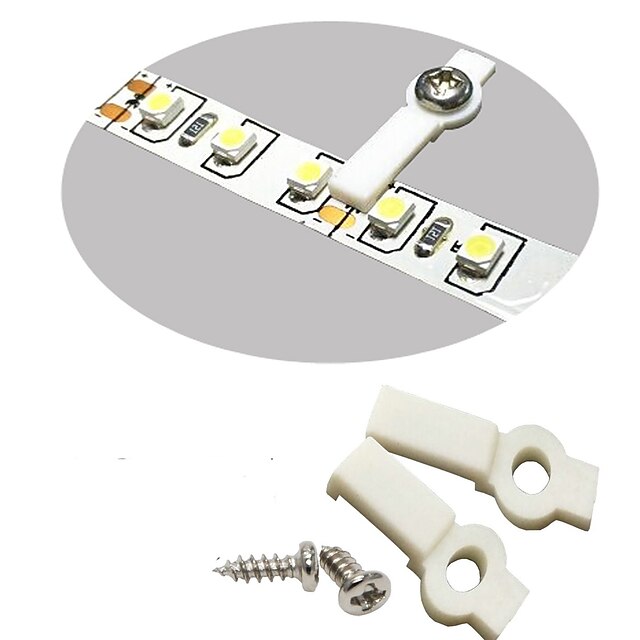  led 100 massiv strimlelys monteringsbeslag fastgørelsesclips-en sidefastgørelse, medfølgende skruer (100, hul afstand 9mm (ideel til strimmelbredde 8mm))