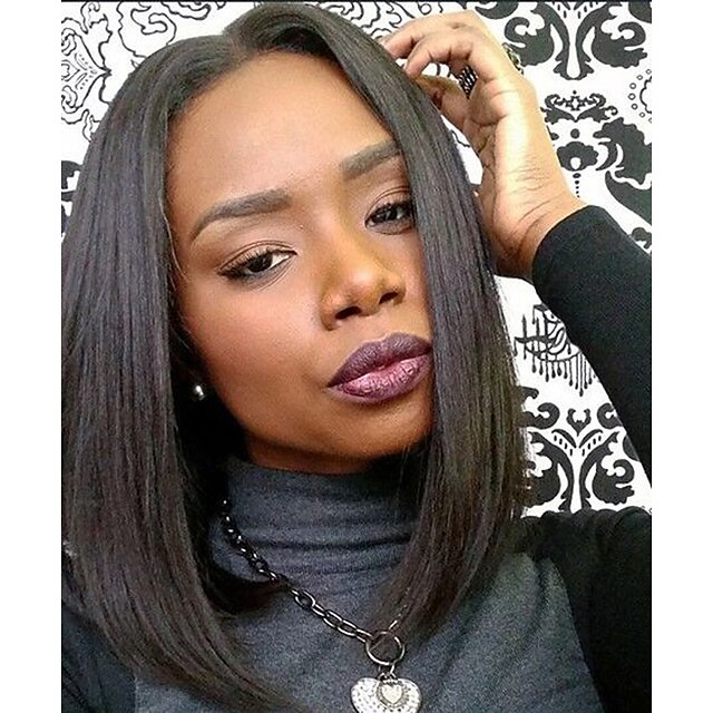  Human Hair Lace Front Wig Bob style Brazilian Hair Straight Wig 14 inch Women's Short Medium Length Long Human Hair Lace Wig