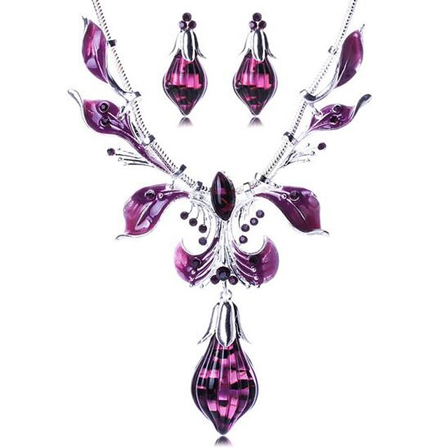  Women's Pendant Necklace Necklace / Earrings Ladies Bohemian Boho Resin Earrings Jewelry Silver / Purple For Party Casual Work