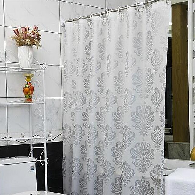  cortina de chuveiro com ganchos adequados para zonas separadas e molhadas dividir banheiro cortina de chuveiro à prova d'água à prova de óleo moderno peva branco 72 pol.
