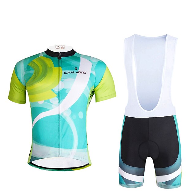  ILPALADINO Homens Manga Curta Camisa com Bermuda Bretelle Verão Lycra Poliéster Moto Conjuntos Tapete 3D Resistente Raios Ultravioleta Secagem Rápida Respirável Tiras Refletoras Esportes Moderno