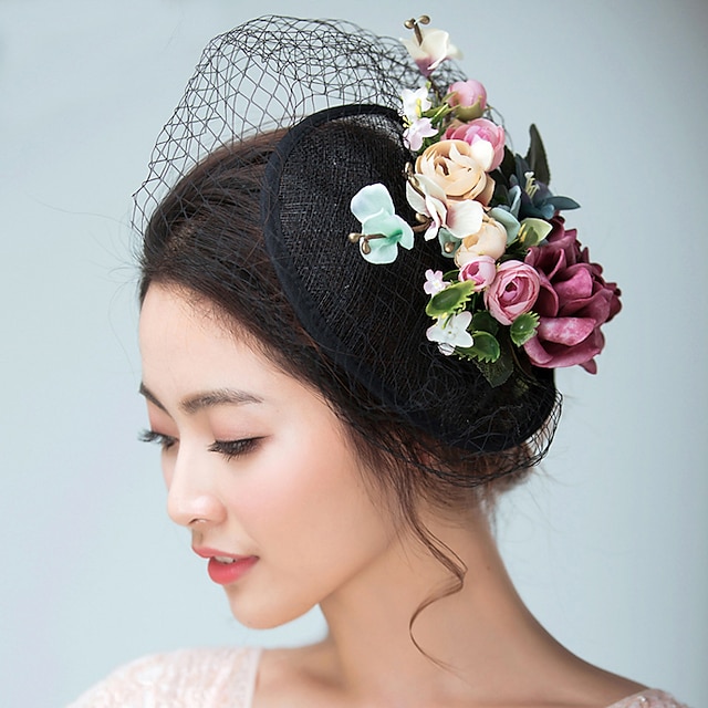  fascinátory klobouky podzim svatba pokrývky hlavy lněné dostihy dámy den královský astcot vintage styl květina elegantní s květinovou pokrývkou hlavy pokrývka hlavy