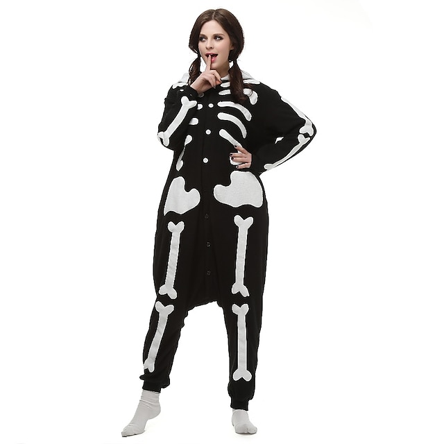  Erwachsene Kigurumi-Pyjamas Skelett Geometrisch Pyjamas-Einteiler Polyester Cosplay Für Herren und Damen Weihnachten Tiernachtwäsche Karikatur Fest / Feiertage Kostüme / Gymnastikanzug / Einteiler