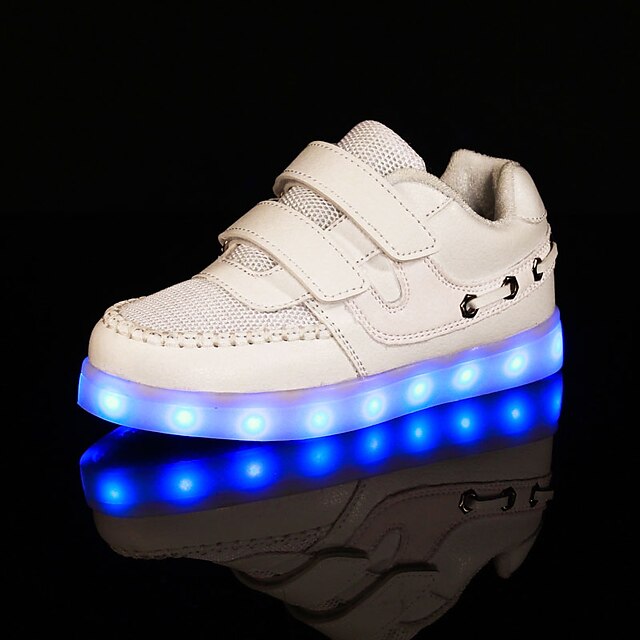  Lány Tornacipők Lapos Kényelmes Világító cipők Sport LED Tüll Szövet Gyalogló Tavasz Nyár Fehér / Rózsaszín / TPU (Termoplasztik poliuretán