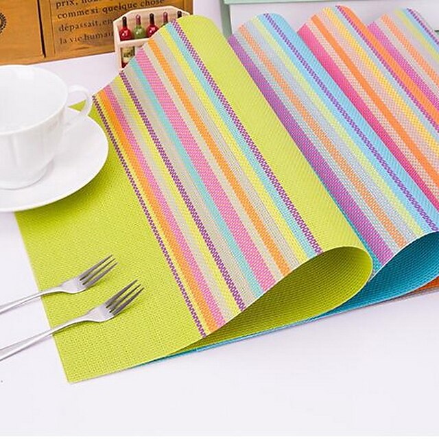  Rectangulaire Striped Placemats , פלסטיק materiaali Hotel ruokapöytä
