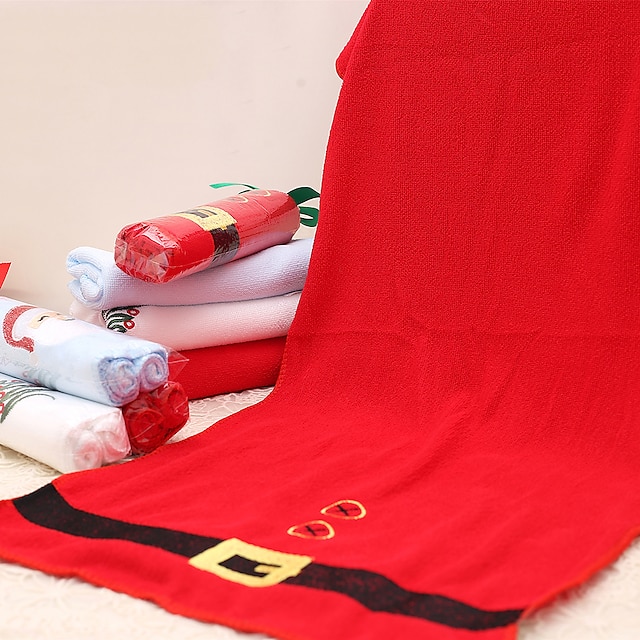  4 stk lystige røde julehåndkle snøfnugg tre microfiber bad dusj håndkle hjemme Festutstyr