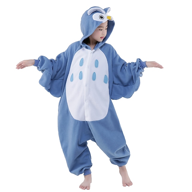 Kid's Kigurumi Pajamas Owl Animal Patchwork Onesie Pajamas Pajamas
