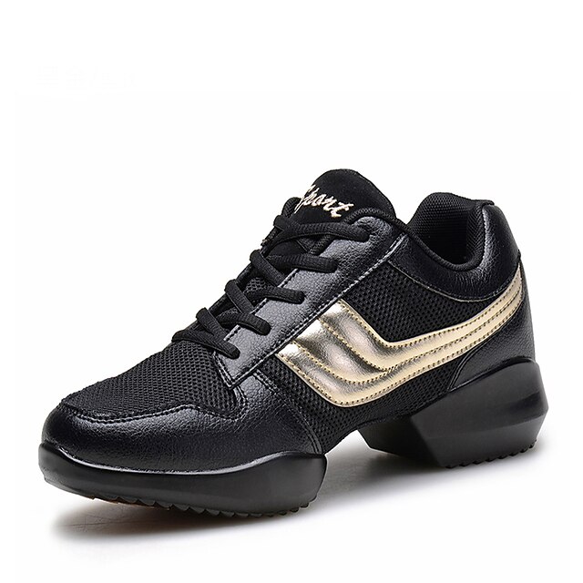  Men's Dance Sneakers / Modern Shoes Leatherette Oxford / Boots / Sneaker Flat Heel Non Customizable Dance Shoes Gray / Golden / Practice