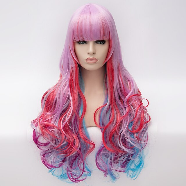  Syntetiske parykker Syntetisk hår Paryk Dame Meget lang Lågløs Pink