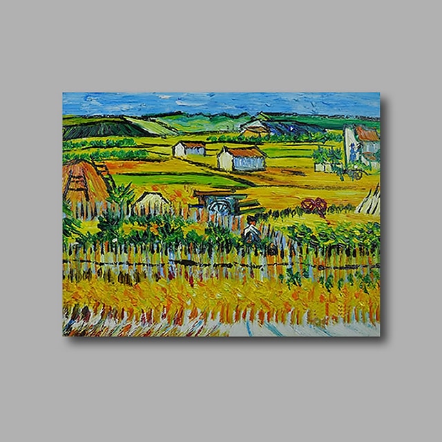  Stretched (Ready to hang) Hand-Painted Oil Painting Canvas Abstract Van Gogh repro Farm Harves Mini Size