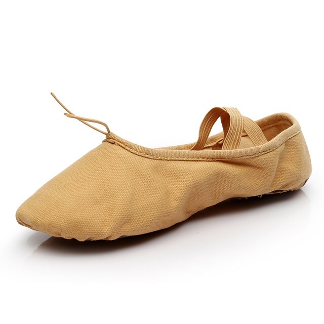  Mulheres Sapatos de Dança Lona Sapatilhas de Balé Cadarço Sapatilha Sem Salto Não Personalizável Camel / Interior