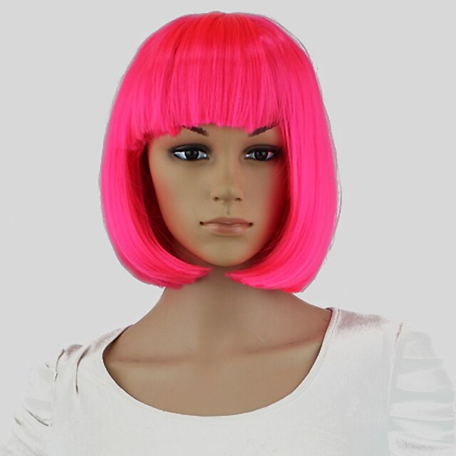  Cosplay Parykker Syntetiske parykker Kostumeparykker Lige Ret Bob frisure Paryk Pink Lys pink Syntetisk hår Dame Pink hairjoy