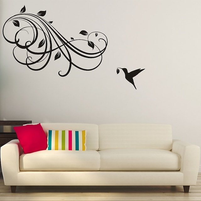  AYA™ DIY Wall Stickers Wall Decals, Flower Rattan & bird Type PVC Panel Wall Stickers 55*80cm