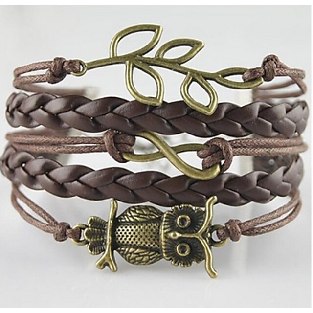  Men's Women's Wrap Bracelet Loom Bracelet - Owl, Love, Anchor Bohemian, Double-layer Bracelet Jewelry Brown For Daily Casual