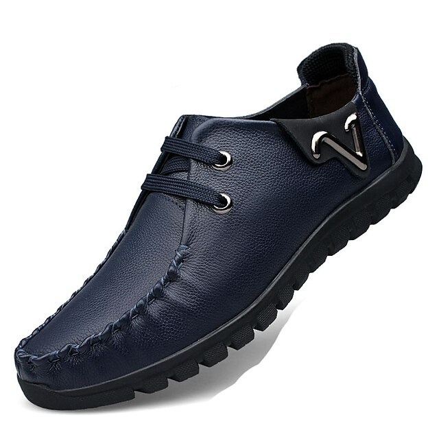  Hombre Primavera / Otoño Confort Casual Bailarinas Paseo Cuero de Napa / Semicuero / Cuero Resistente a Perforaciones Antideslizante Negro / Rojo / Azul / Con Cordón