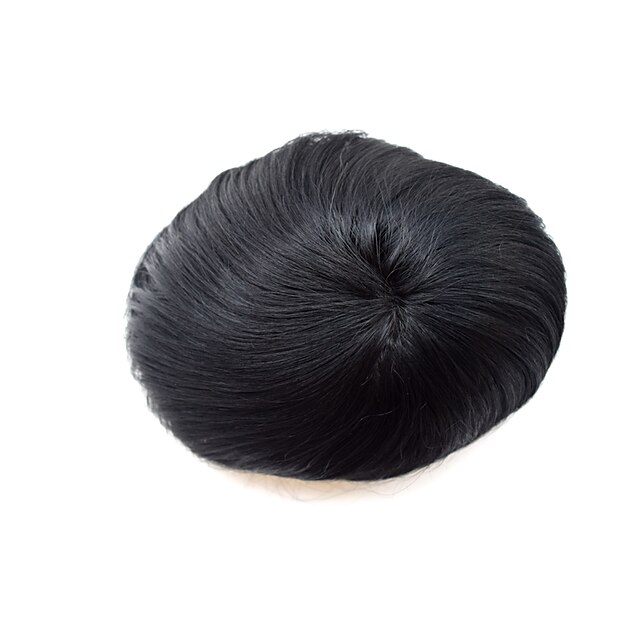  Human Hair Toupees Straight Monofilament / 100% Hand Tied