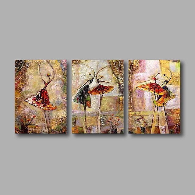  Hang-Malowane obraz olejny Ręcznie malowane - Abstrakcja Nowoczesny Naciągnięte płótka / Trzy panele / Rozciągnięte płótno
