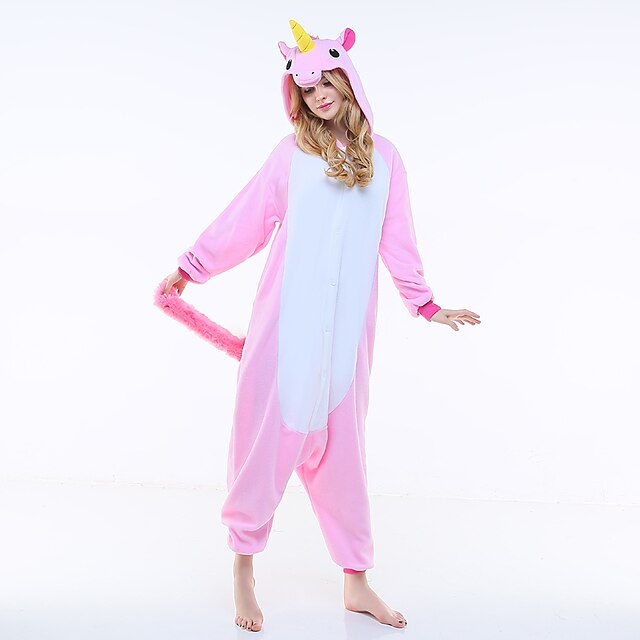  Erwachsene Kigurumi-Pyjamas Unicorn Fliegendes Pferd Tier Pyjamas-Einteiler Polar-Fleece Rosa Cosplay Für Herren und Damen Tiernachtwäsche Karikatur Fest / Feiertage Kostüme