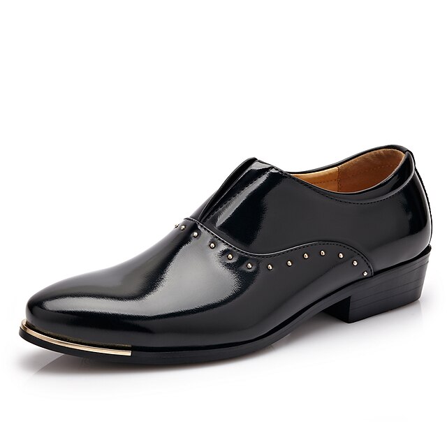  Men's Comfort Shoes Patent Leather Spring / Summer / Fall Oxfords Black / Bronze / Party & Evening / Block Heel / Rivet / Winter / Party & Evening