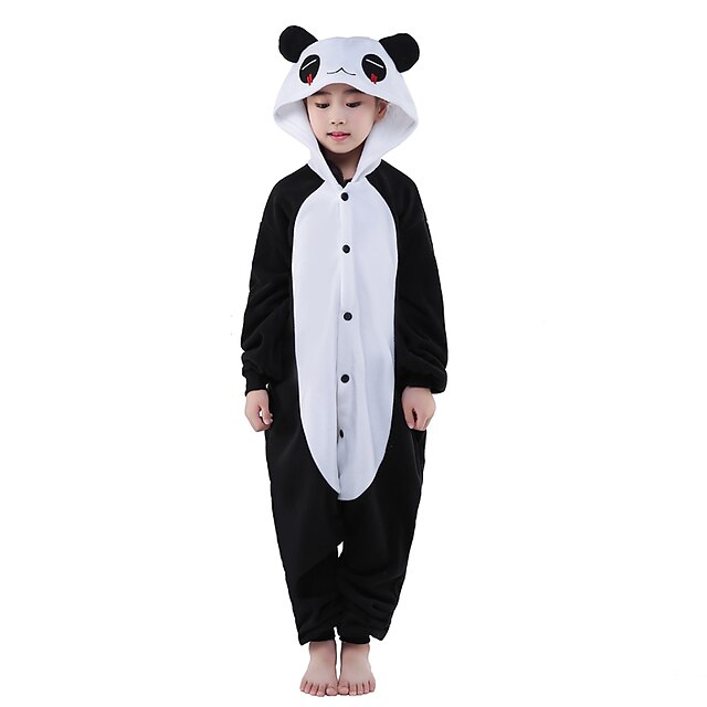  Pentru copii Pijamale Kigurumi urs panda Animal Pijama Întreagă Lână polară Negru Cosplay Pentru Baieti si fete Haine de dormit pentru animale Desen animat Festival / Vacanță Costume