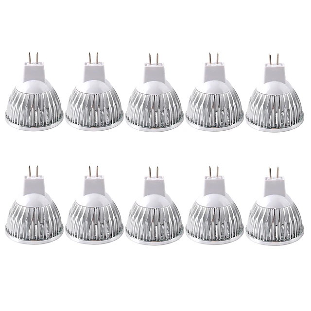 10 Pack, MR16/GU5.3 35W LED Bulbs 210LM, 12V DC, 20 Watt Incandescent Equivalent, Ultra Bright Energy Saving Spotlight 9