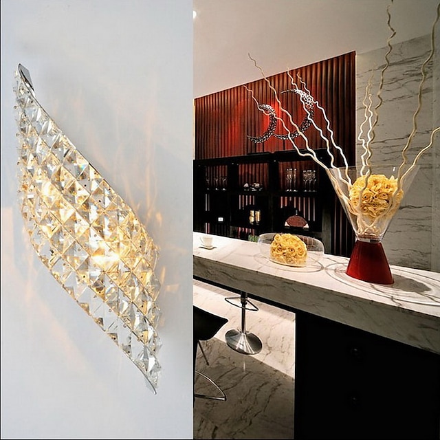  Luzes de parede de montagem embutida com design de cristal moderno e contemporâneo de 38 cm aplique de parede de metal LED 110-120v 220-240v 20 w / g4