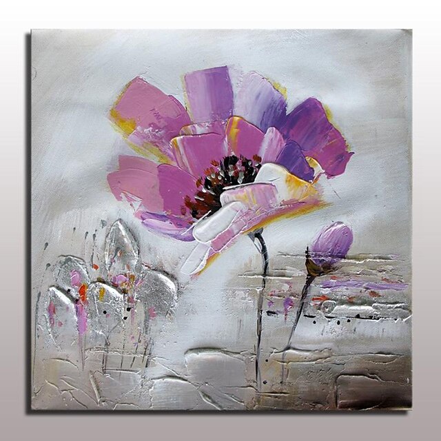  Hang-Painted Oliemaleri Hånd malede - Abstrakt Blomstret / Botanisk Moderne Med Ramme